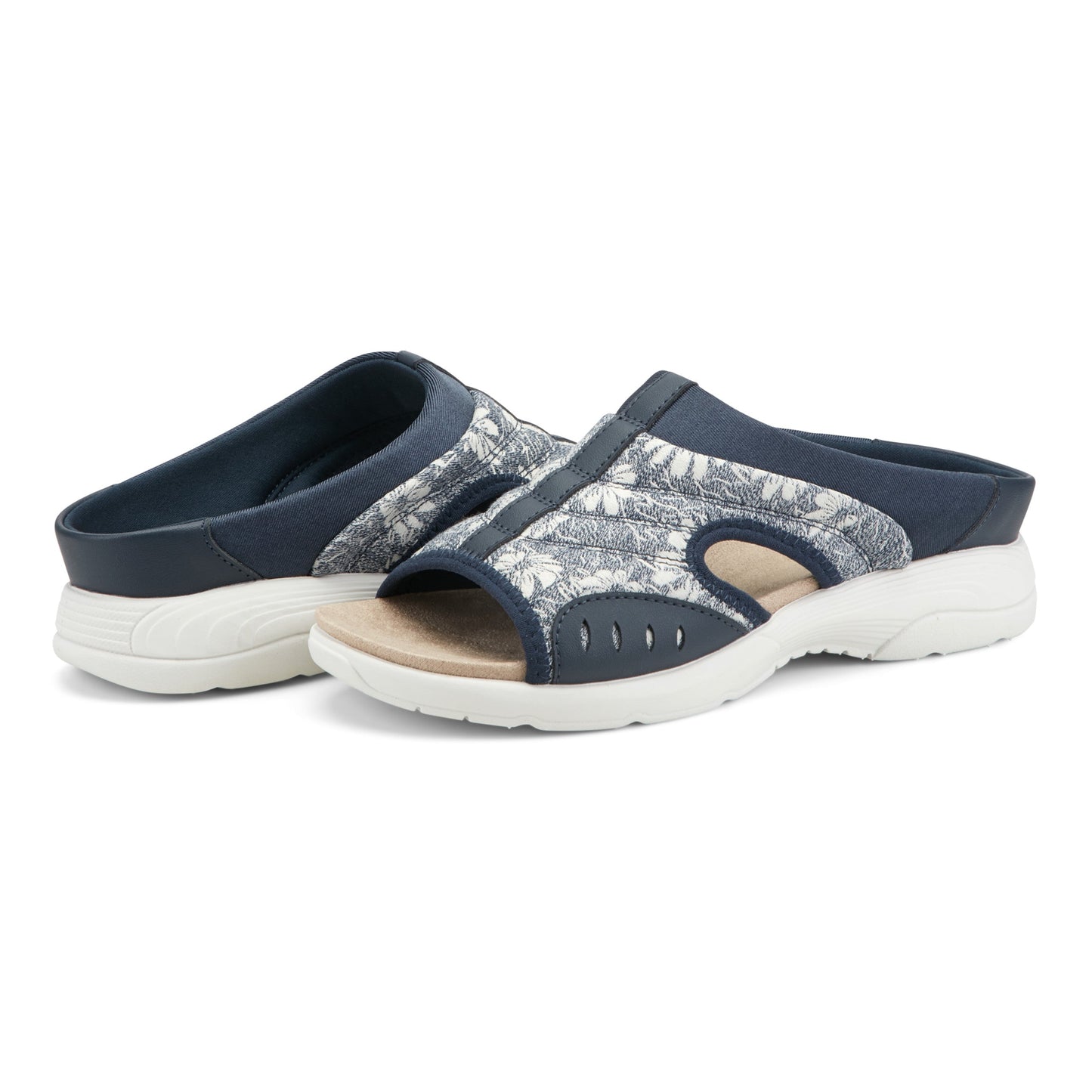 Easy Spirit Traciee Slip On Sandals - Dark Blue Floral