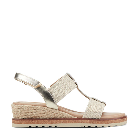 Easy Spirit Selene Wedge Sandals - Gold/Natural
