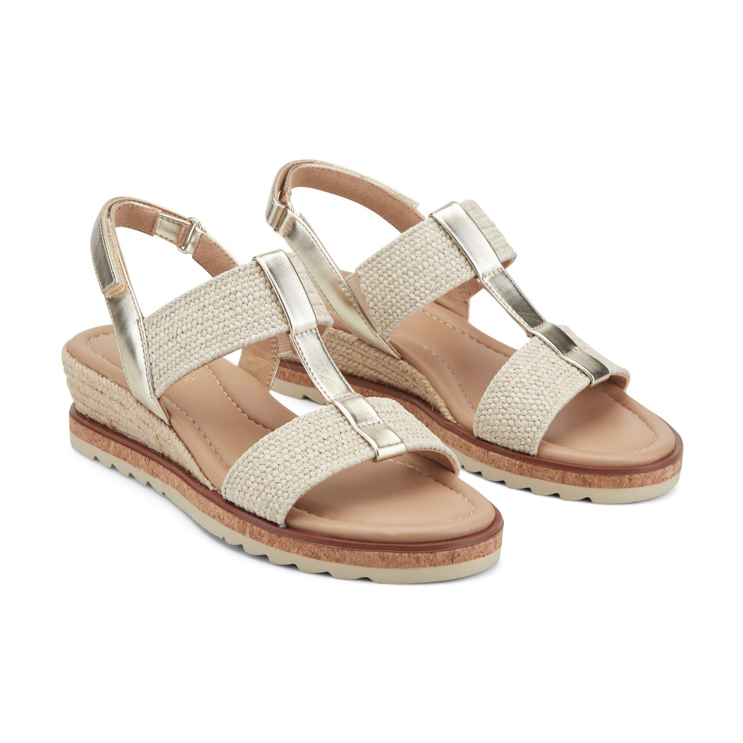 Easy Spirit Selene Wedge Sandals - Gold/Natural