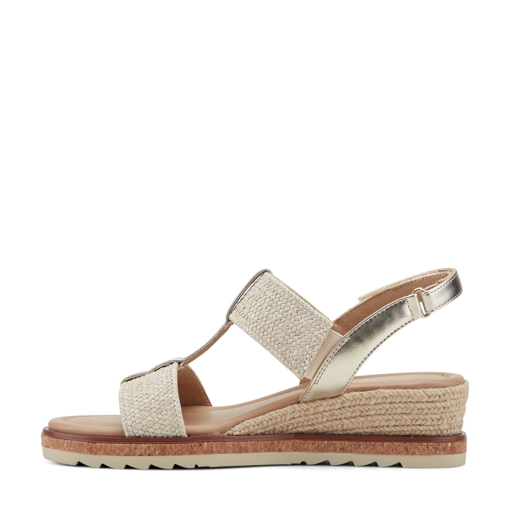Easy Spirit Selene Wedge Sandals - Gold/Natural