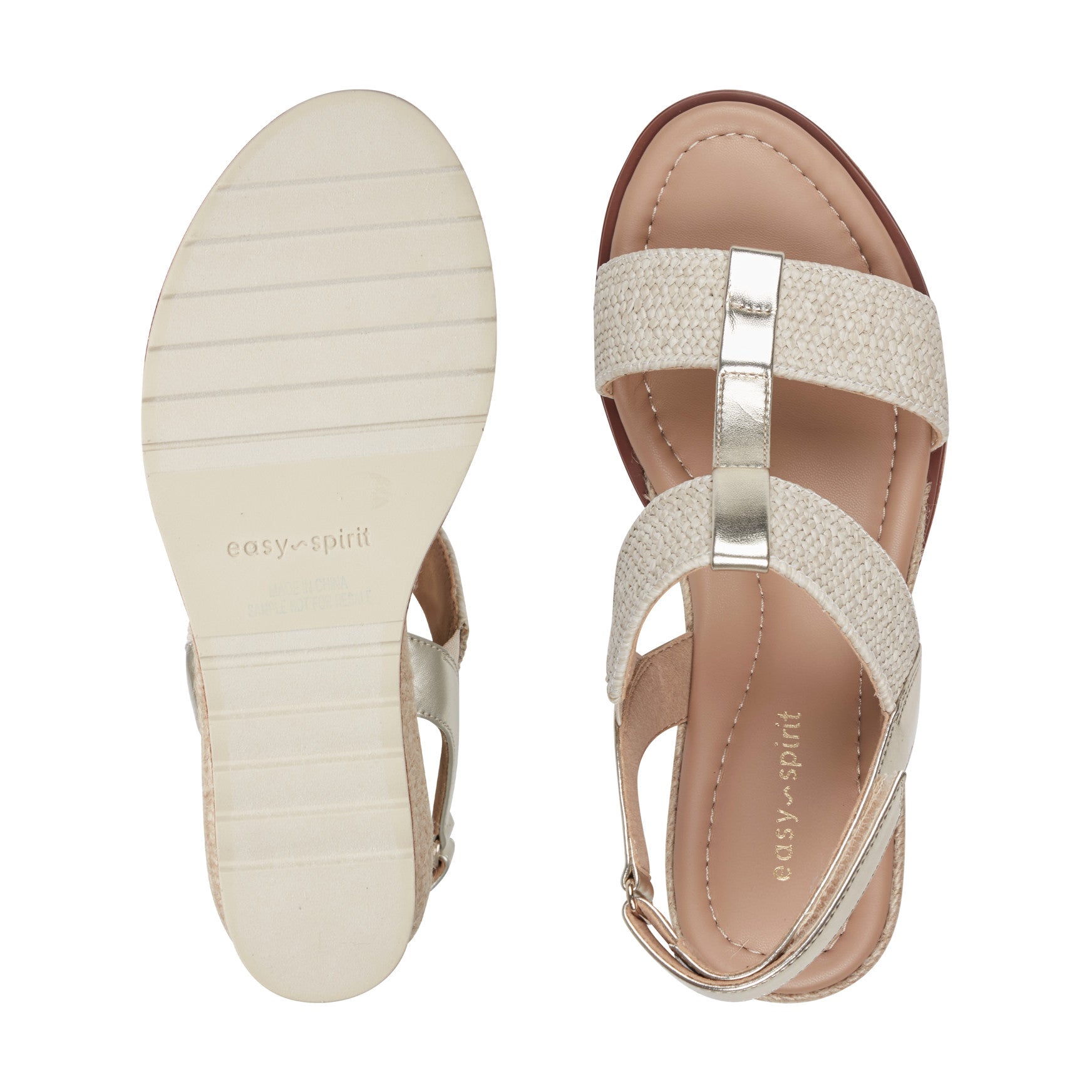 Easy Spirit Selene Wedge Sandals - Gold/Natural