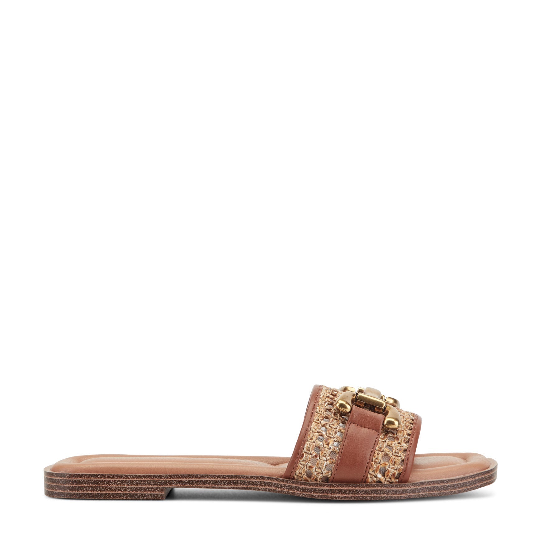 Easy Spirit Vana Horsebit Slip On Sandals - Medium Brown/Raffia