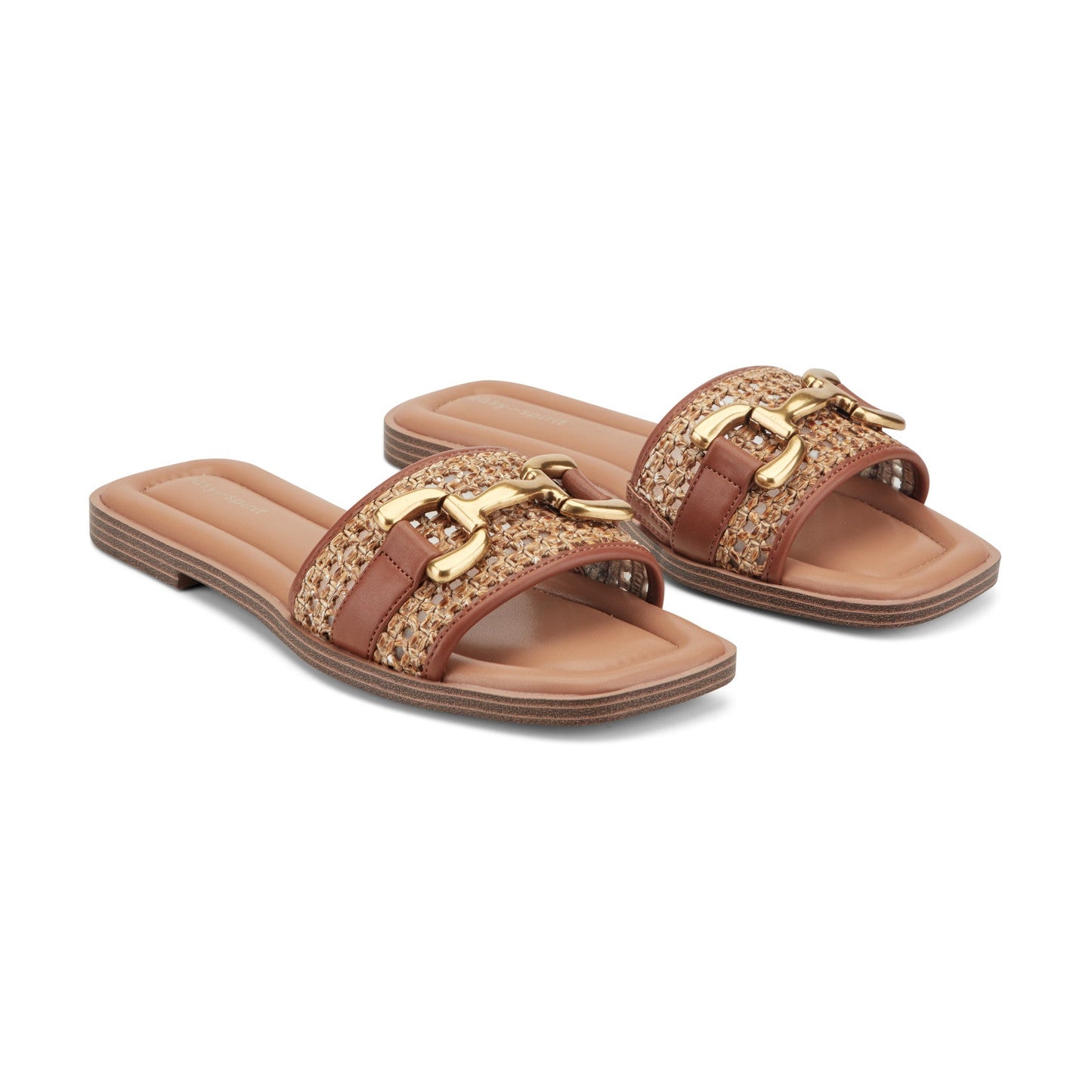 Easy Spirit Vana Horsebit Slip On Sandals - Medium Brown/Raffia