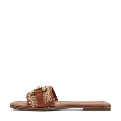 Easy Spirit Vana Horsebit Slip On Sandals - Medium Brown/Raffia