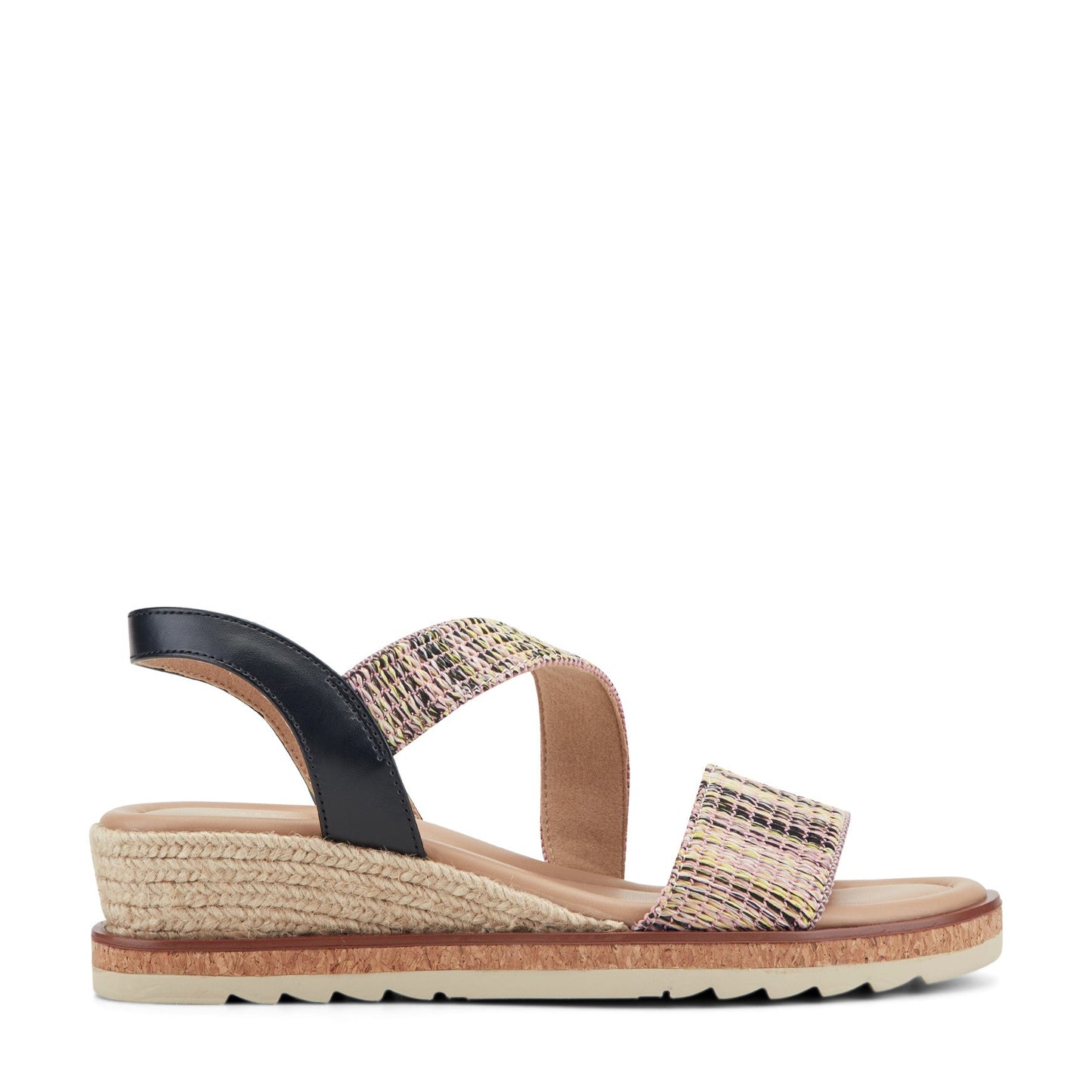 Easy Spirit Sabina Wedge Sandals - Black/Pink Multi