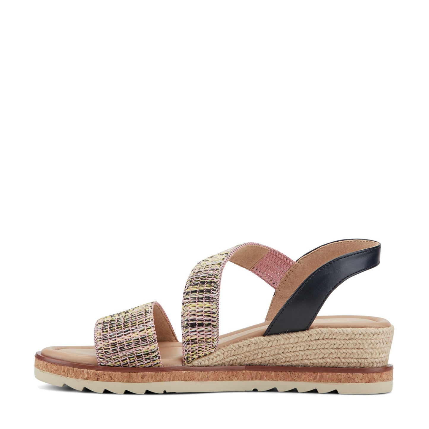 Easy Spirit Sabina Wedge Sandals - Black/Pink Multi