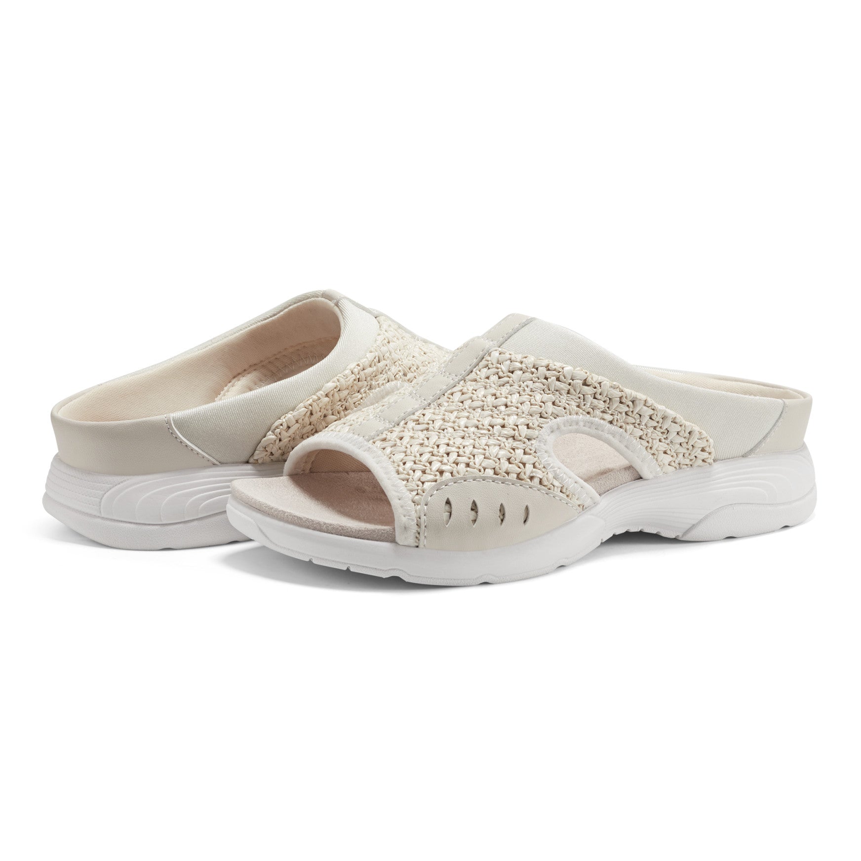 Easy Spirit Traciee Slip On Sandals - Ivory Raffia