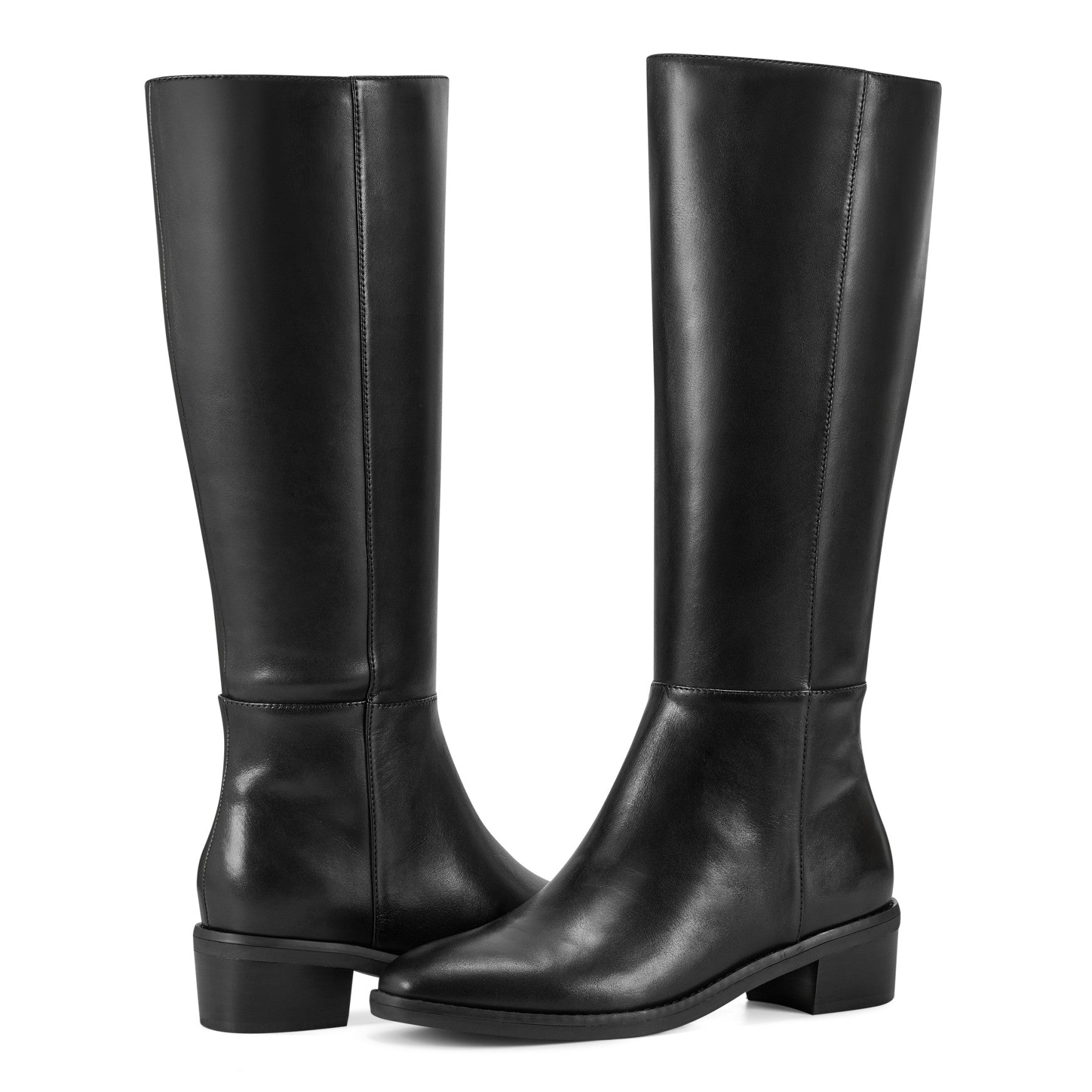 Easy Spirit Loretta Block Heel Casual Boots - Black Leather