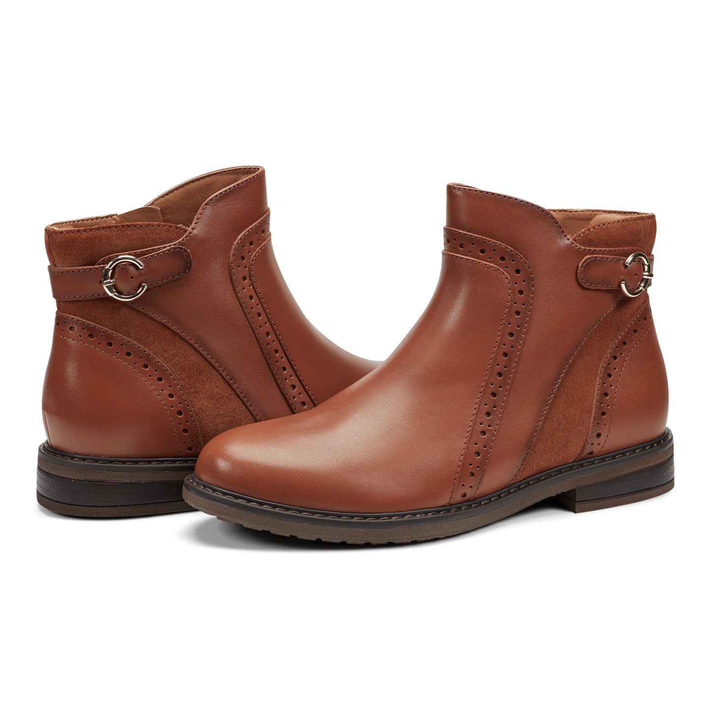 Easy Spirit Jalessa Casual Booties - Brown Leather