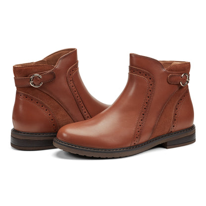Easy Spirit Jalessa Casual Booties - Brown Leather
