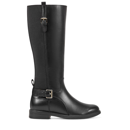 Easy Spirit Jackie Tall Shaft Boots - Black Leather/Elastic