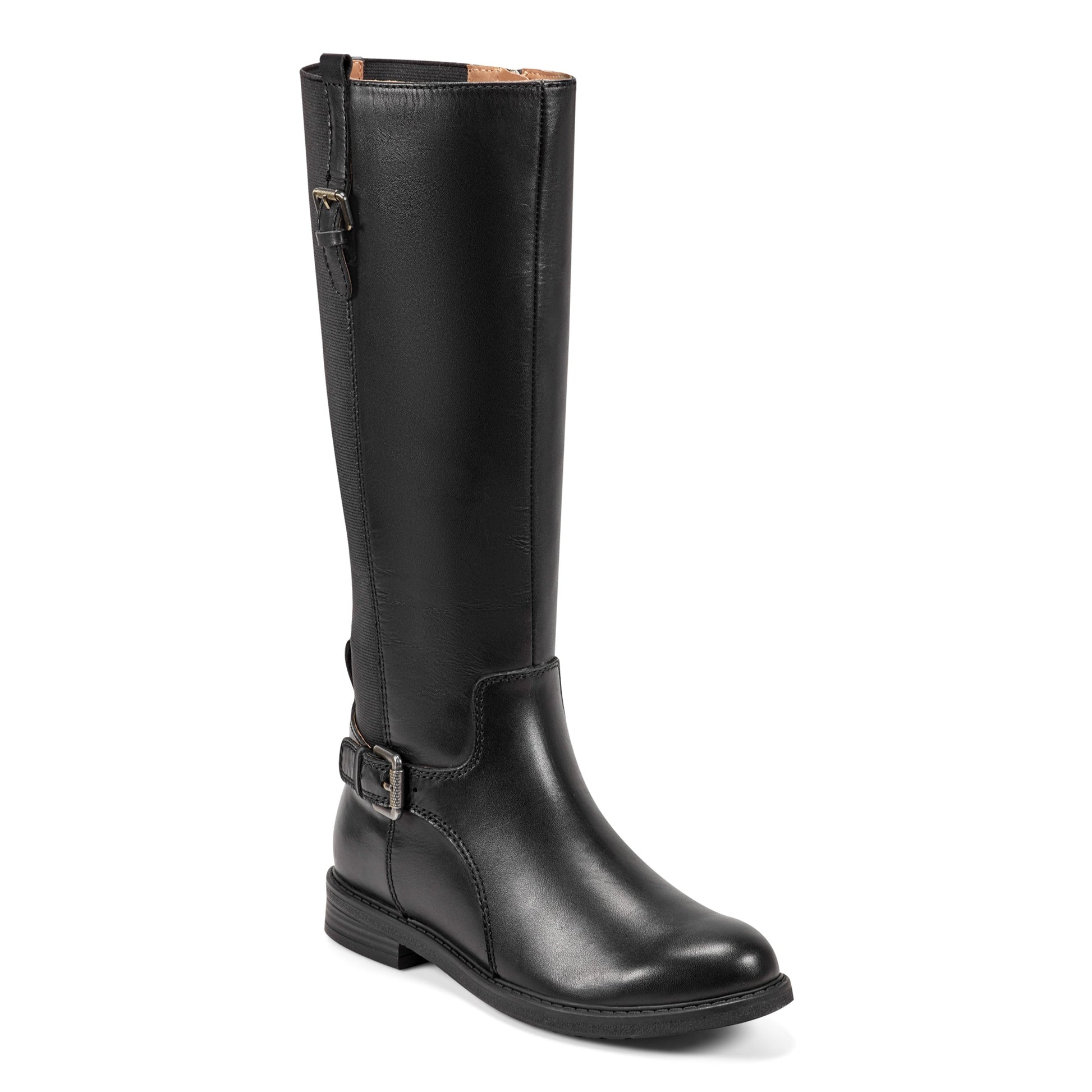 Easy Spirit Jackie Tall Shaft Boots - Black Leather/Elastic