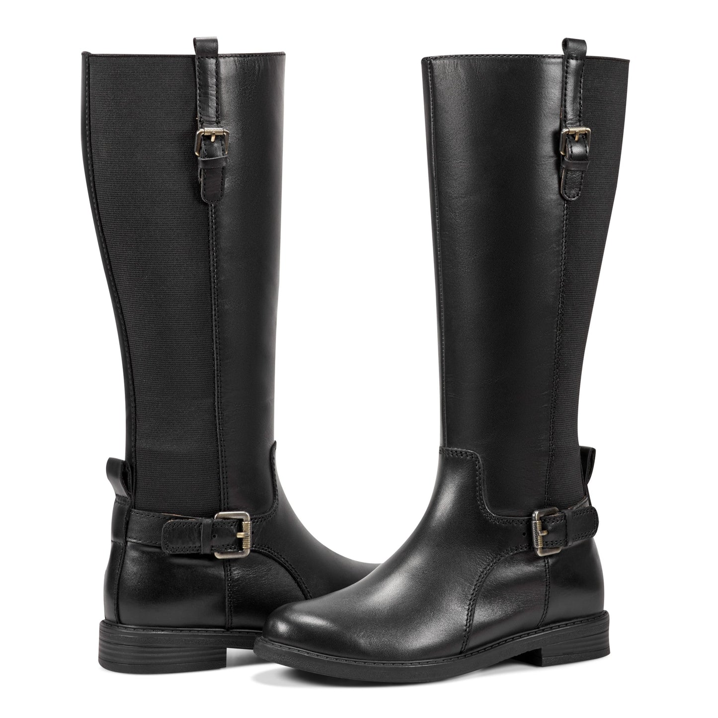 Easy Spirit Jackie Tall Shaft Boots - Black Leather/Elastic
