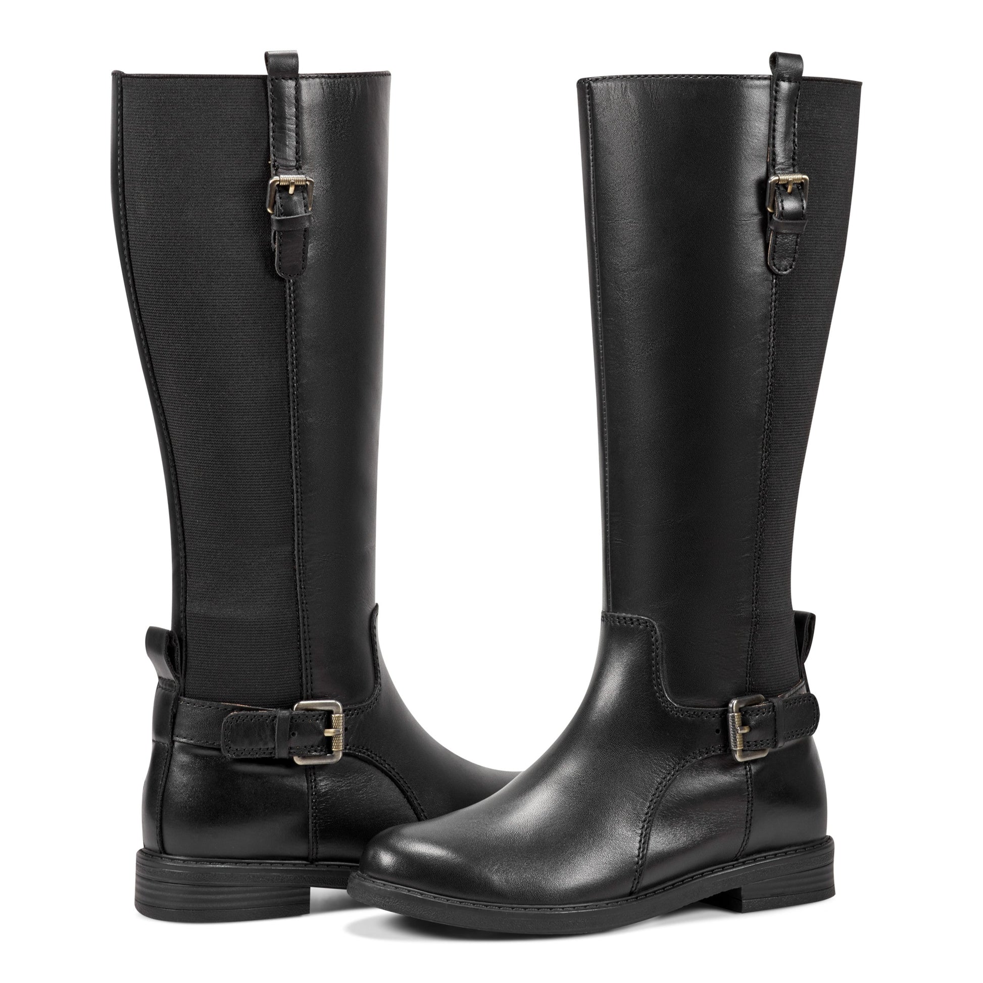 Easy Spirit Jackie Tall Shaft Boots - Black Leather/Elastic