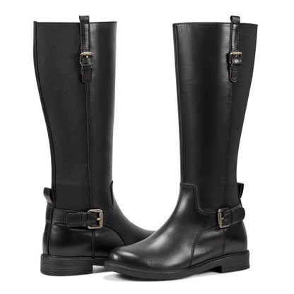 Easy Spirit Jackie Tall Shaft Boots - Black Leather/Elastic