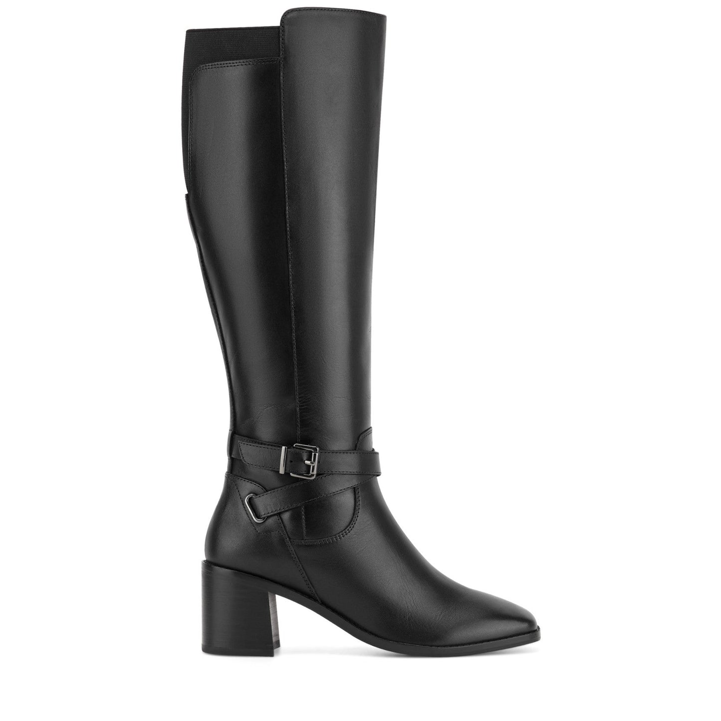Easy Spirit Noma Tall Shaft Boots - Black Leather/Elastic