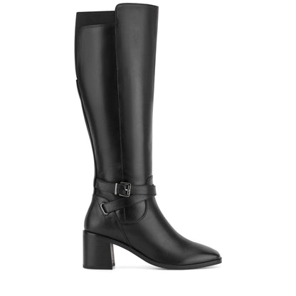 Easy Spirit Noma Tall Shaft Boots - Black Leather/Elastic
