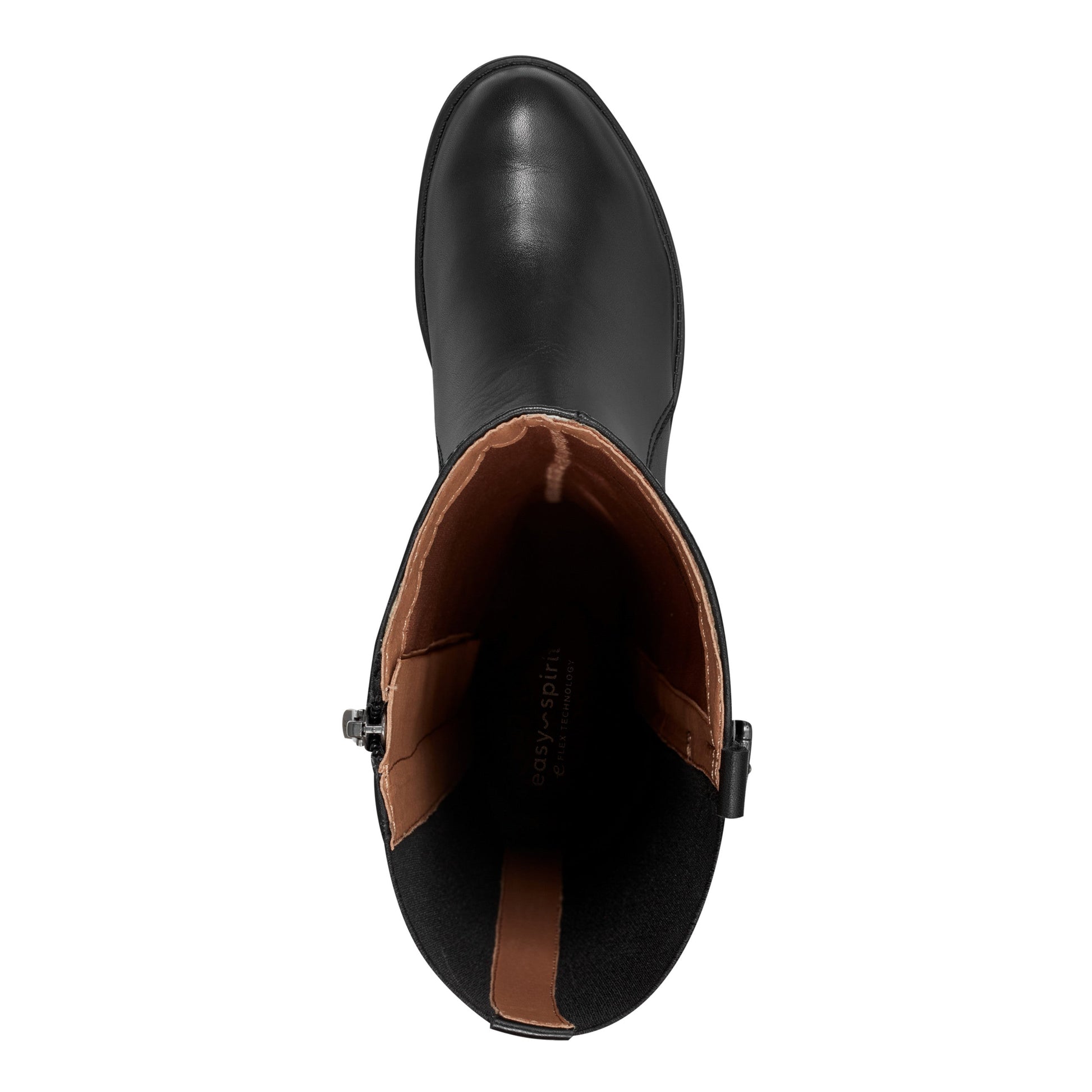 Easy Spirit Jackie Tall Shaft Wide Calf Boots - Black Leather/Elastic