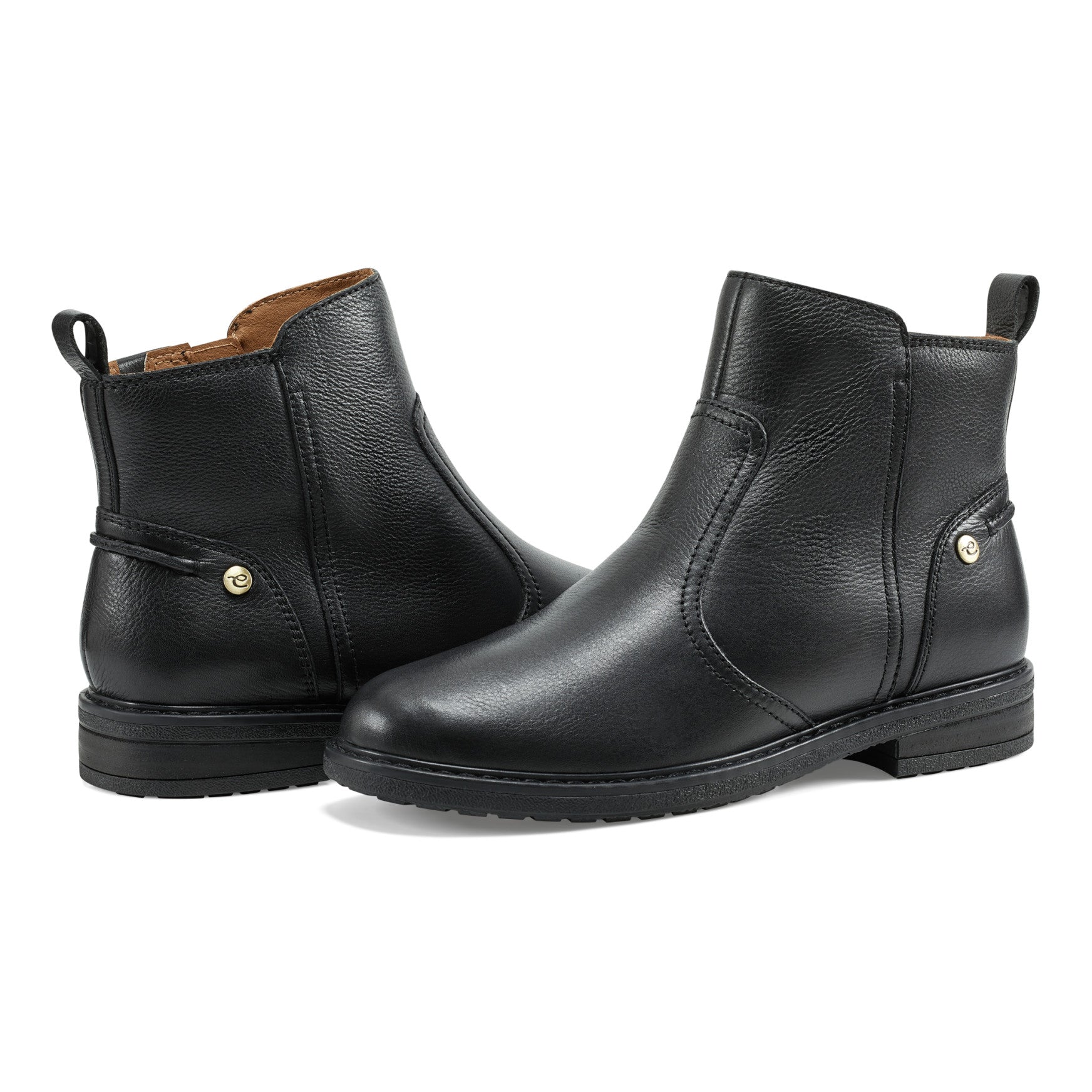 Easy Spirit Juna Casual Booties - Black Leather