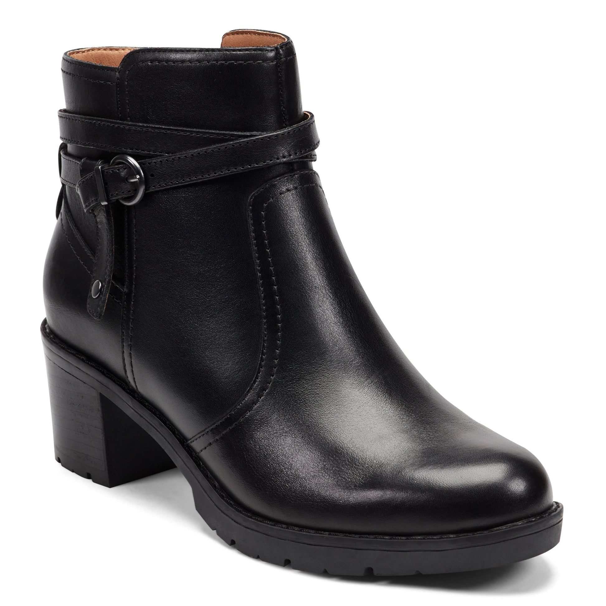 Easy Spirit Carter Ankle Booties - Black Leather