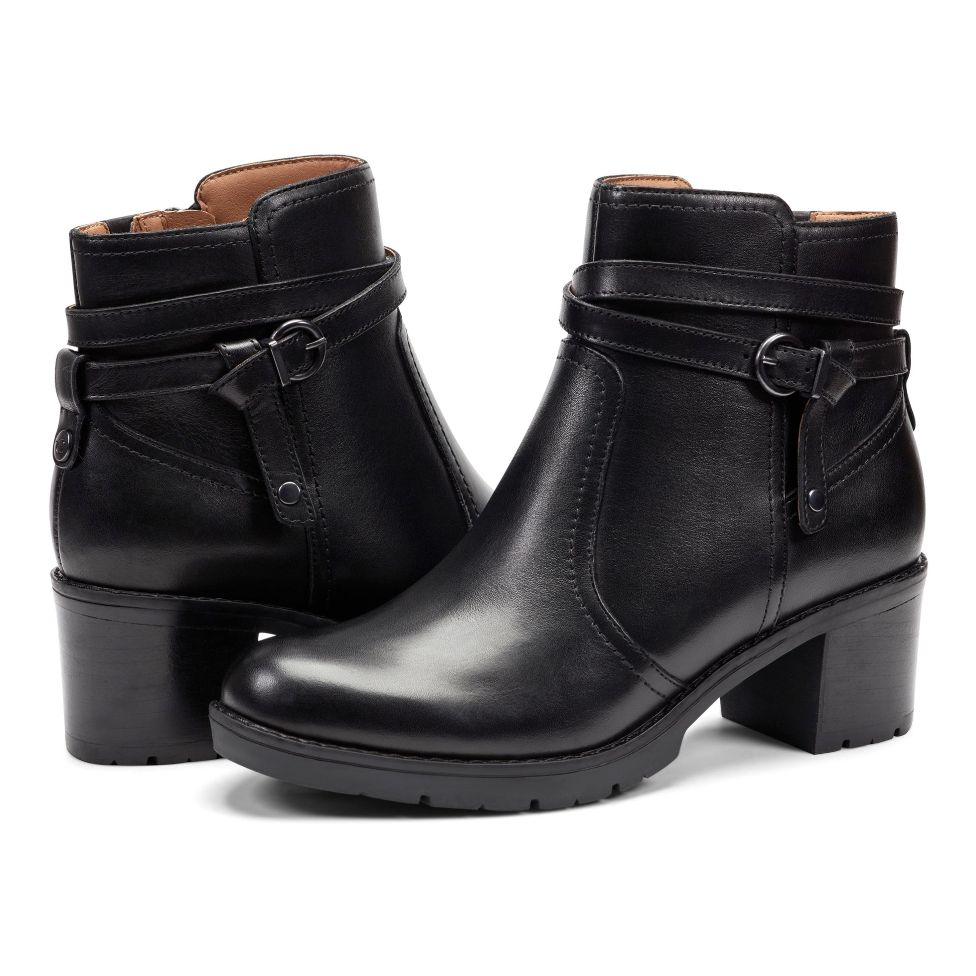 Easy Spirit Carter Ankle Booties - Black Leather