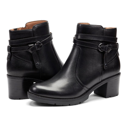 Easy Spirit Carter Ankle Booties - Black Leather