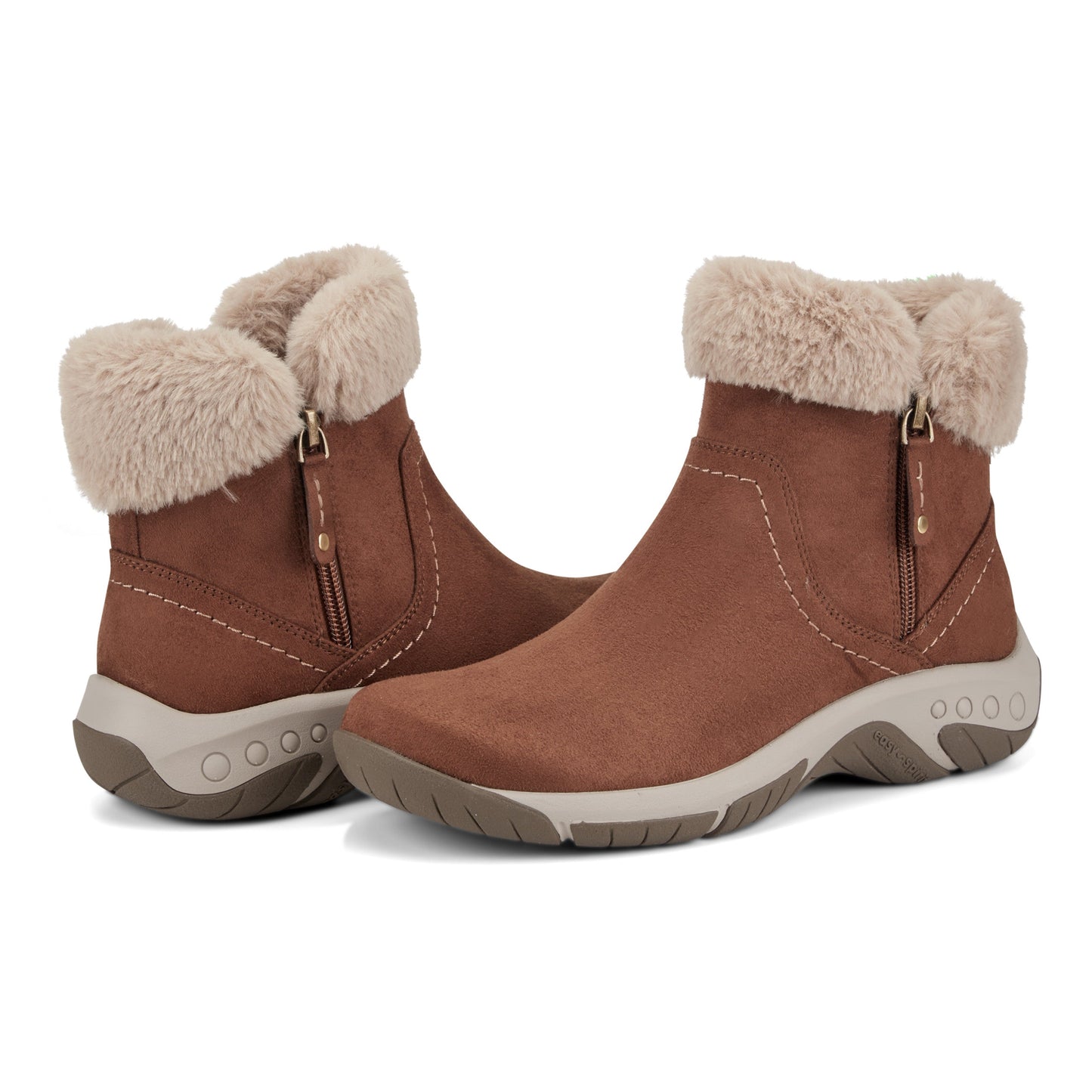 Easy Spirit Wisteria Suede Cold Weather Booties - Medium Brown Suede