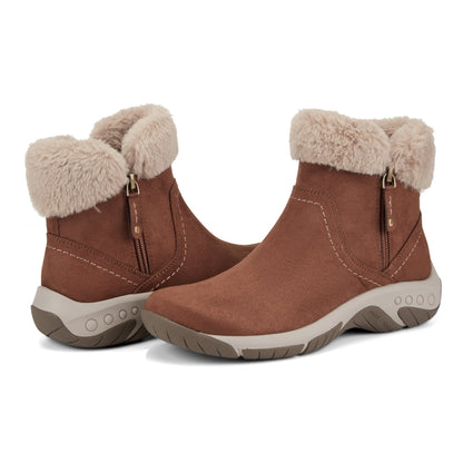 Easy Spirit Wisteria Suede Cold Weather Booties - Medium Brown Suede