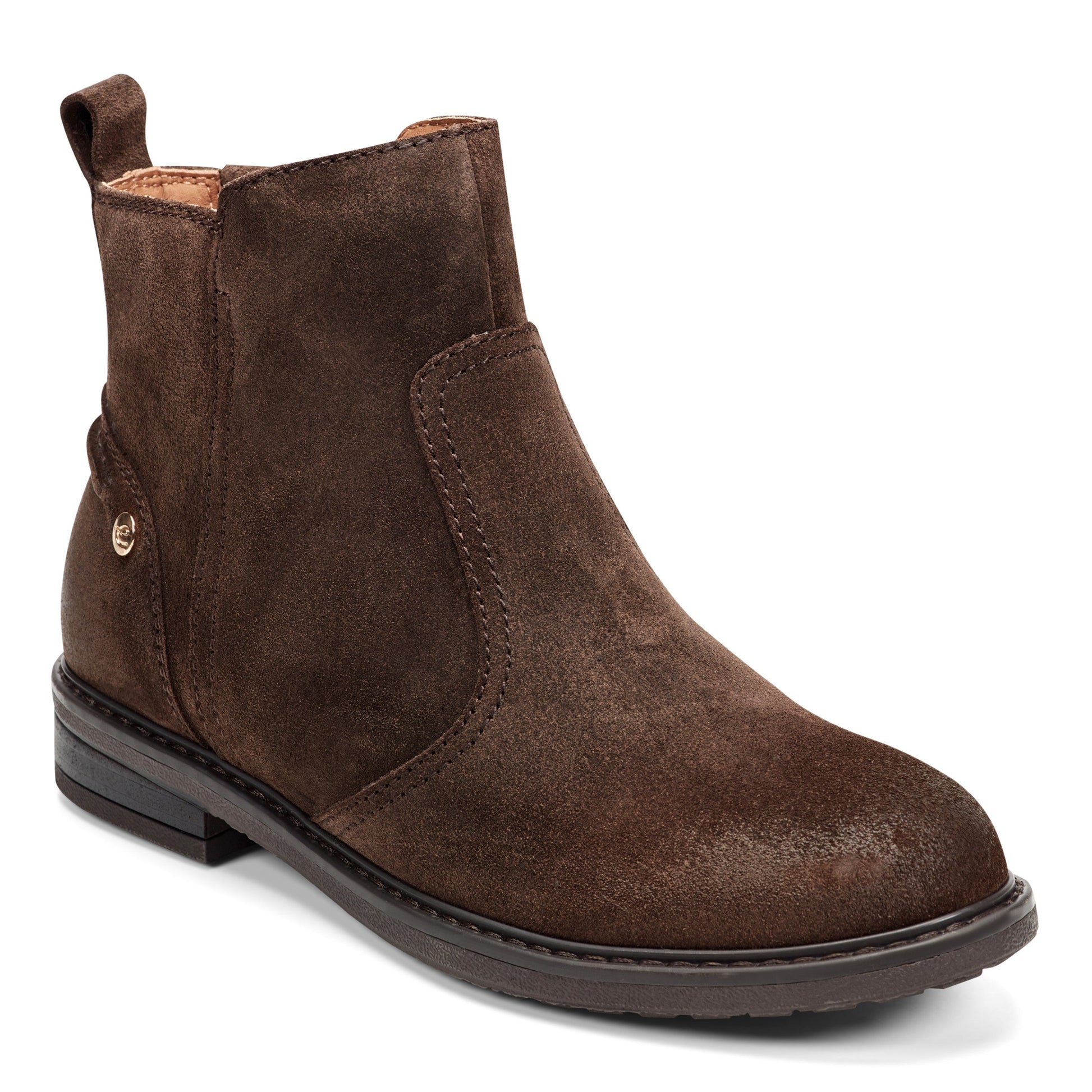Easy Spirit Juna Casual Booties - Dark Brown Suede