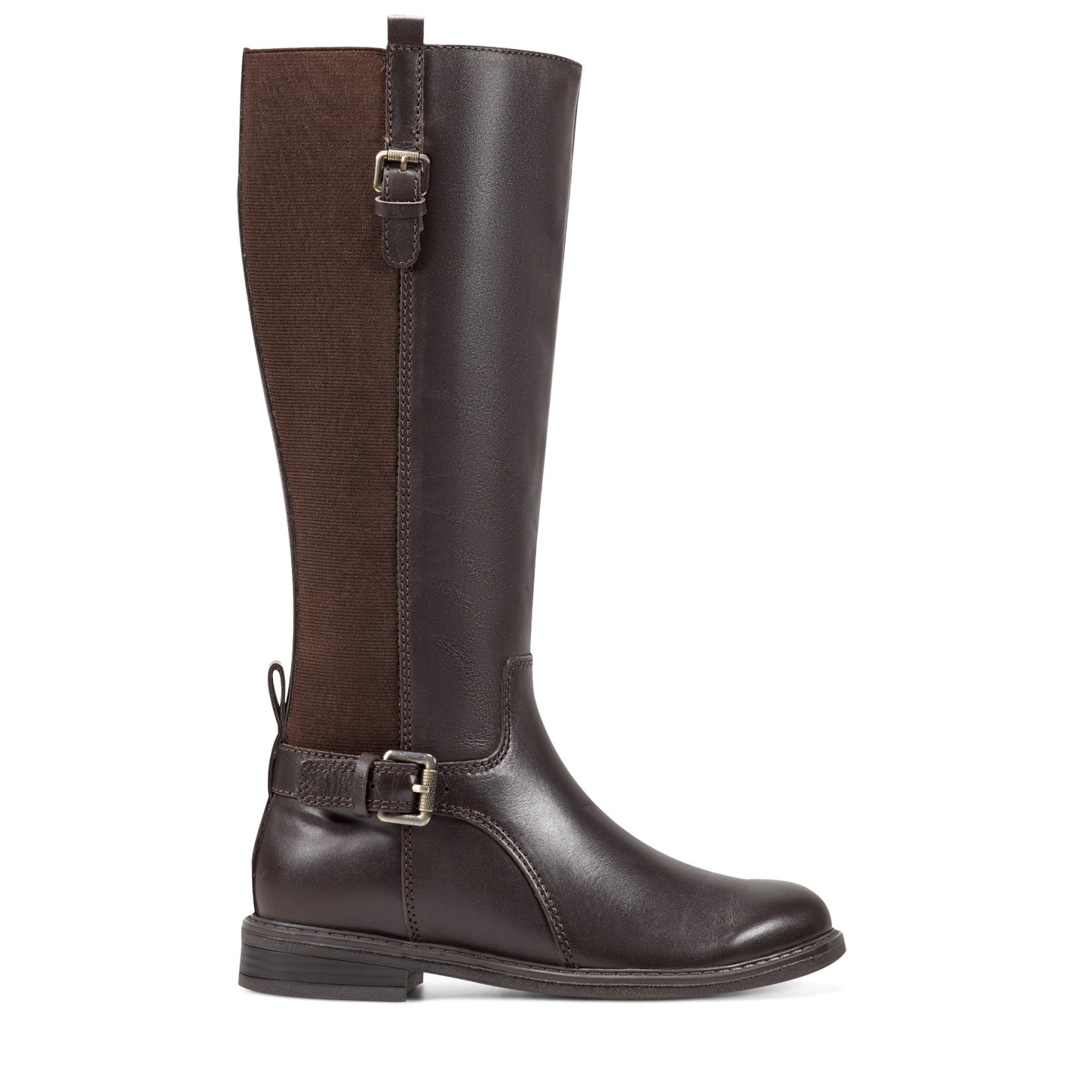 Easy Spirit Jackie Tall Shaft Boots - Dark Brown Leather/Elastic