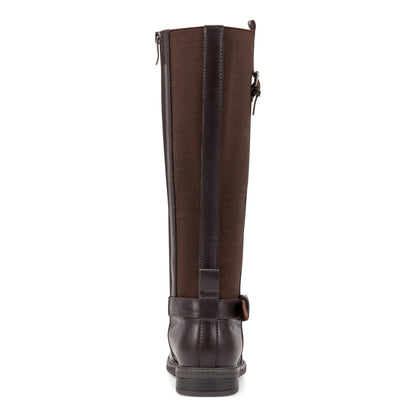 Easy Spirit Jackie Tall Shaft Boots - Dark Brown Leather/Elastic
