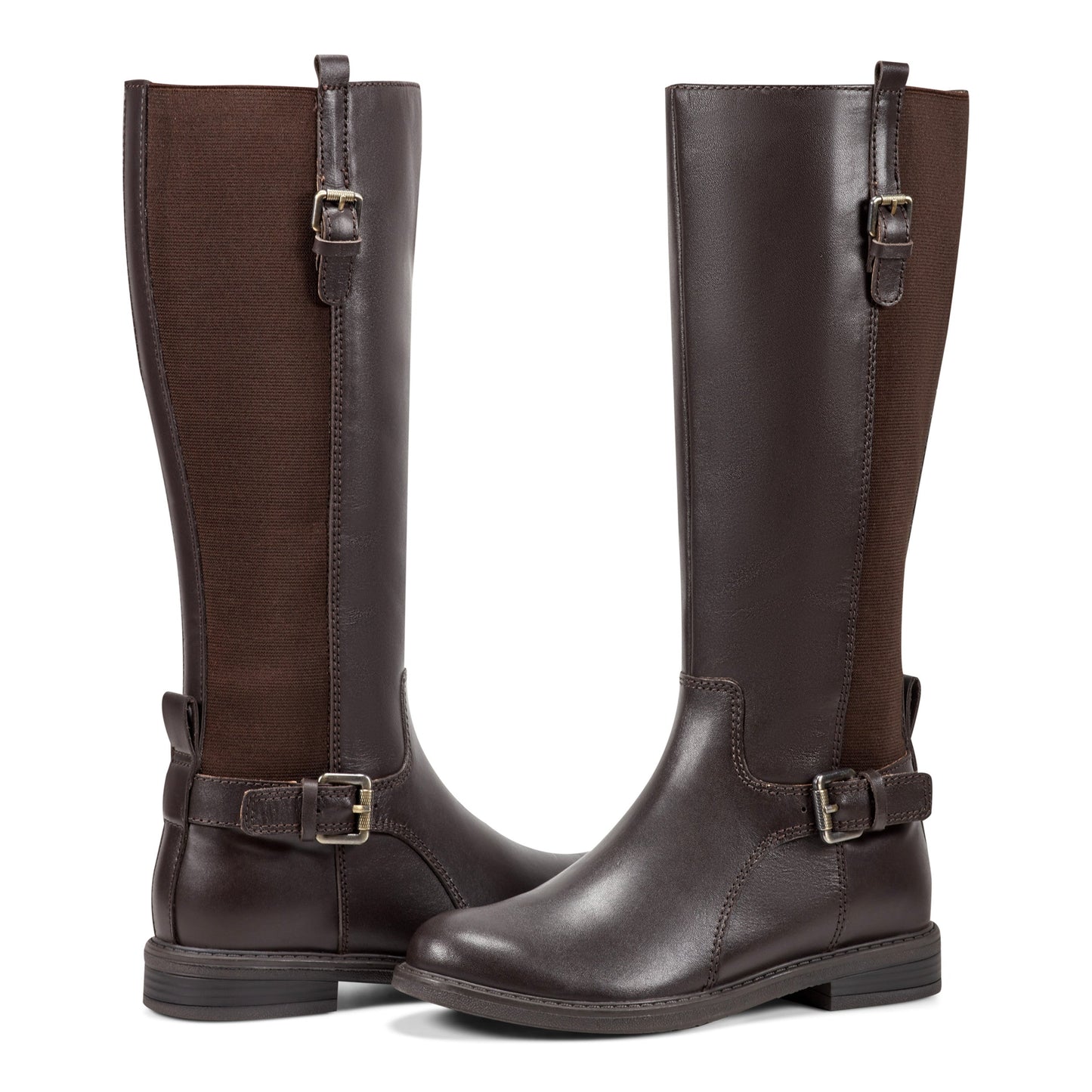Easy Spirit Jackie Tall Shaft Boots - Dark Brown Leather/Elastic