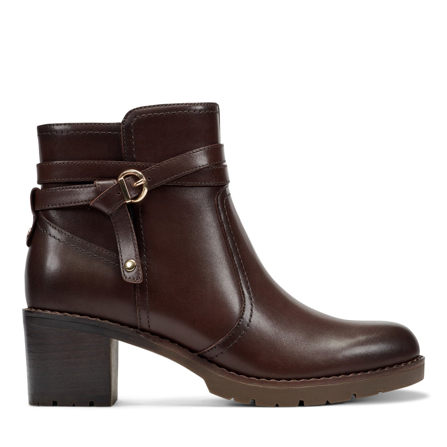 Easy Spirit Carter Ankle Booties - Dark Brown Leather