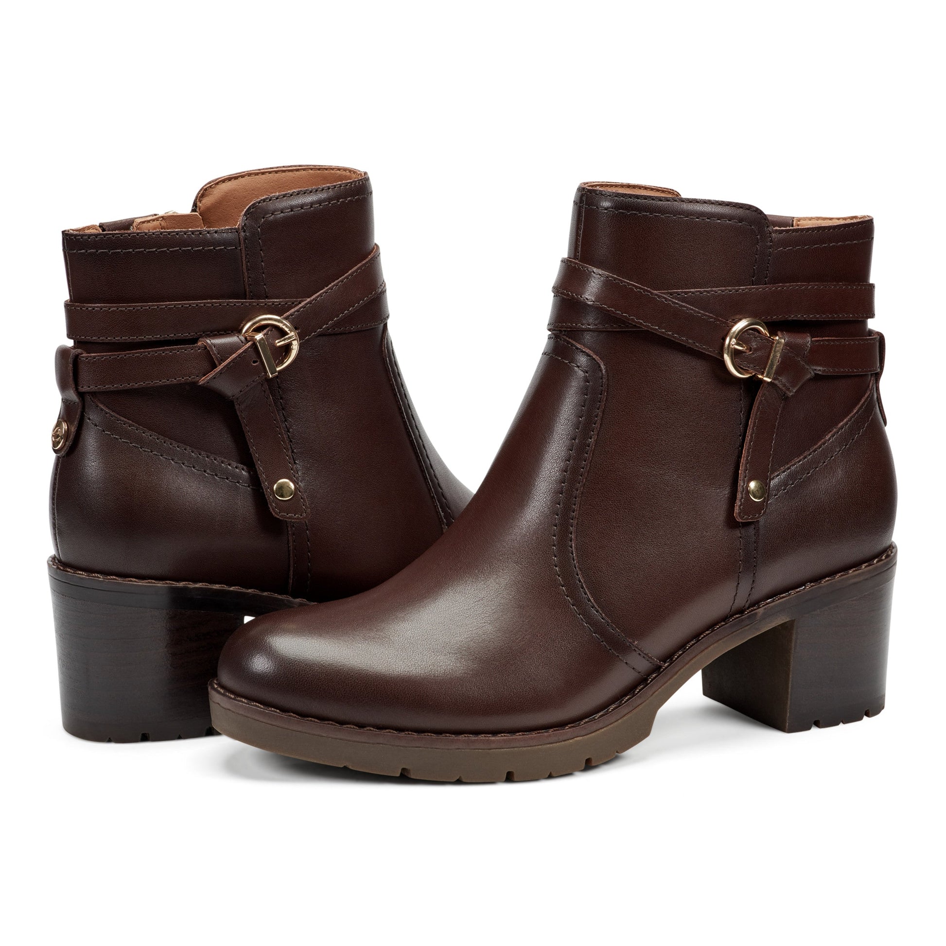 Easy Spirit Carter Ankle Booties - Dark Brown Leather