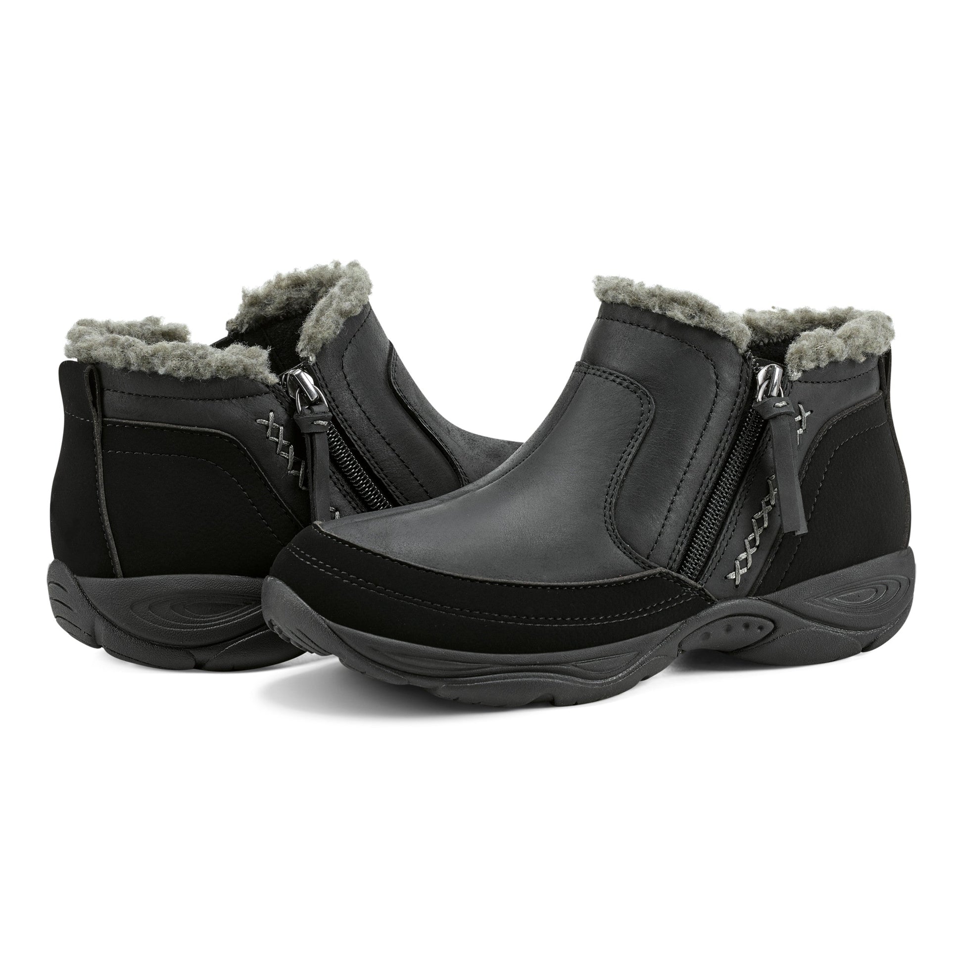 Easy Spirit Epic Cold Weather Booties - Black Leather