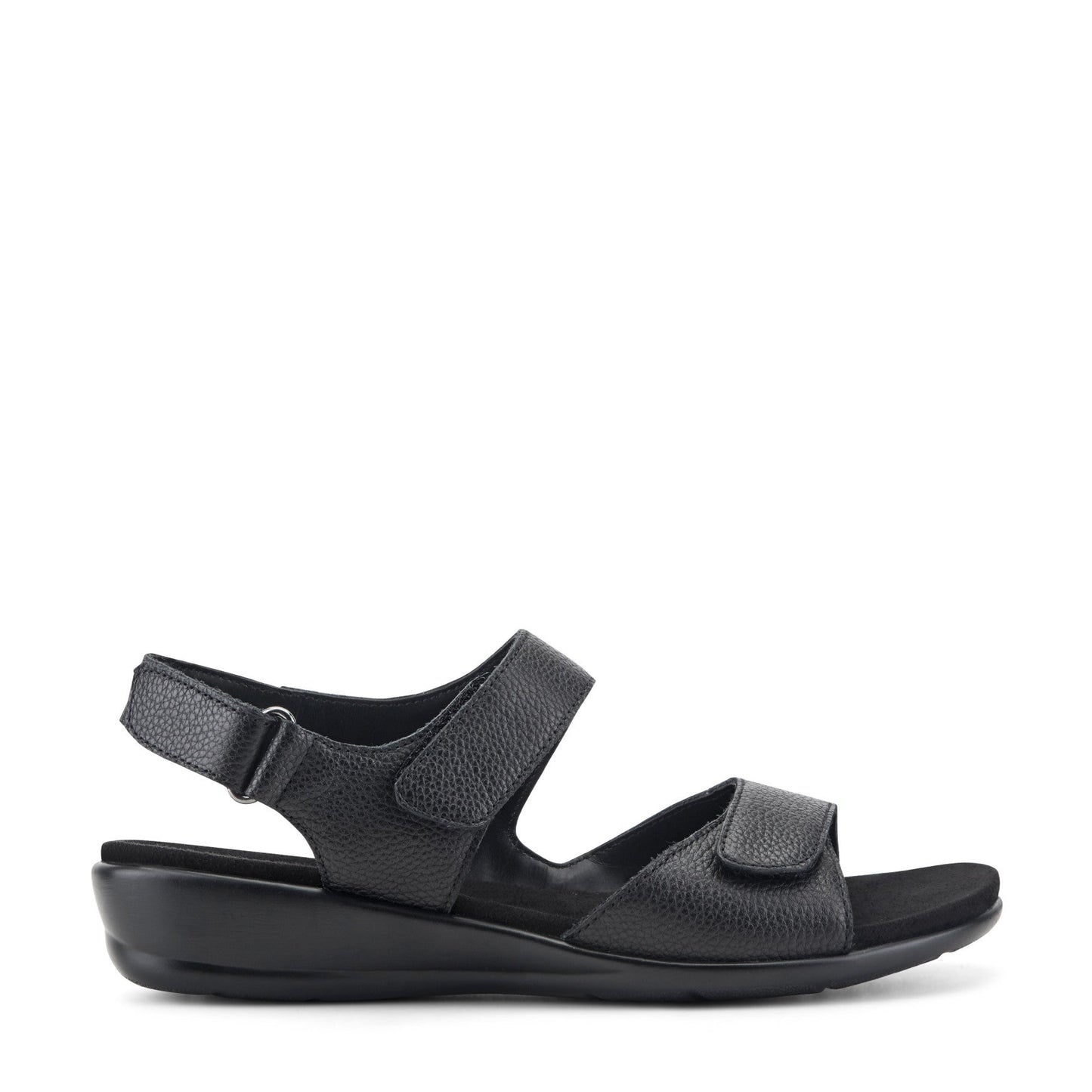 Easy Spirit Hartwell Flat Sandals - Black Leather