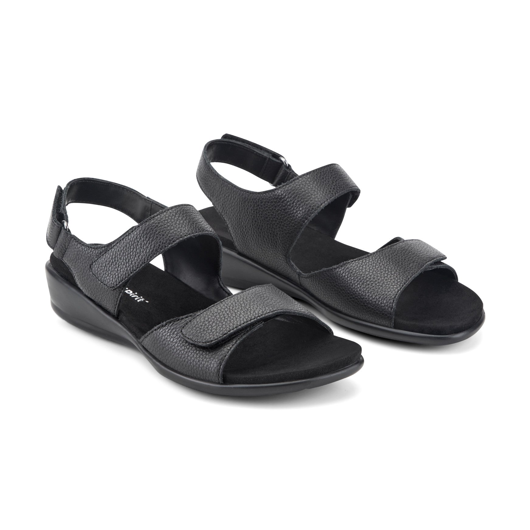 Easy Spirit Hartwell Flat Sandals - Black Leather