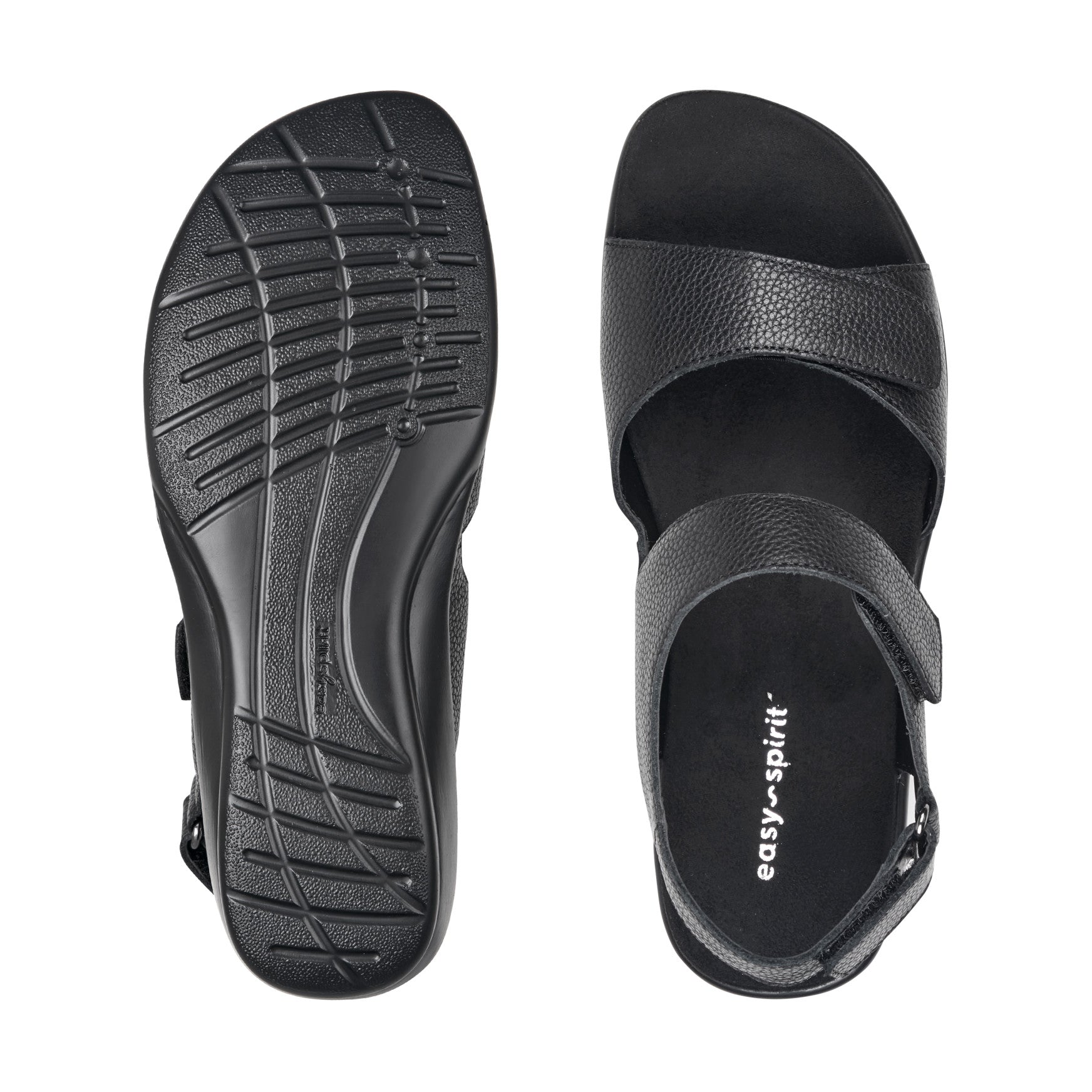 Easy Spirit Hartwell Flat Sandals - Black Leather
