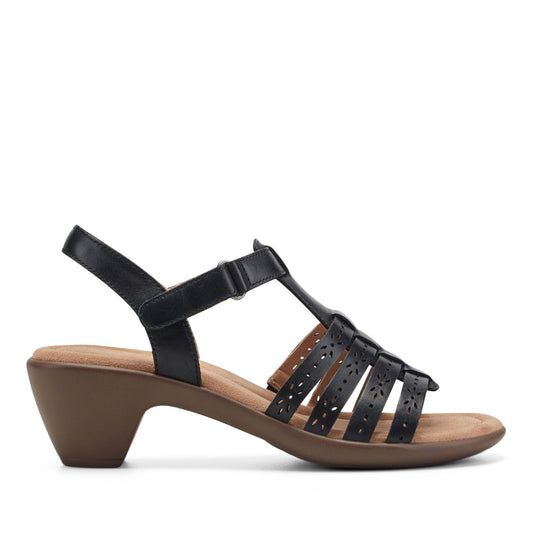 Easy Spirit Cortney Strappy Heeled Sandals - Black Leather