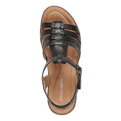Easy Spirit Cortney Strappy Heeled Sandals - Black Leather