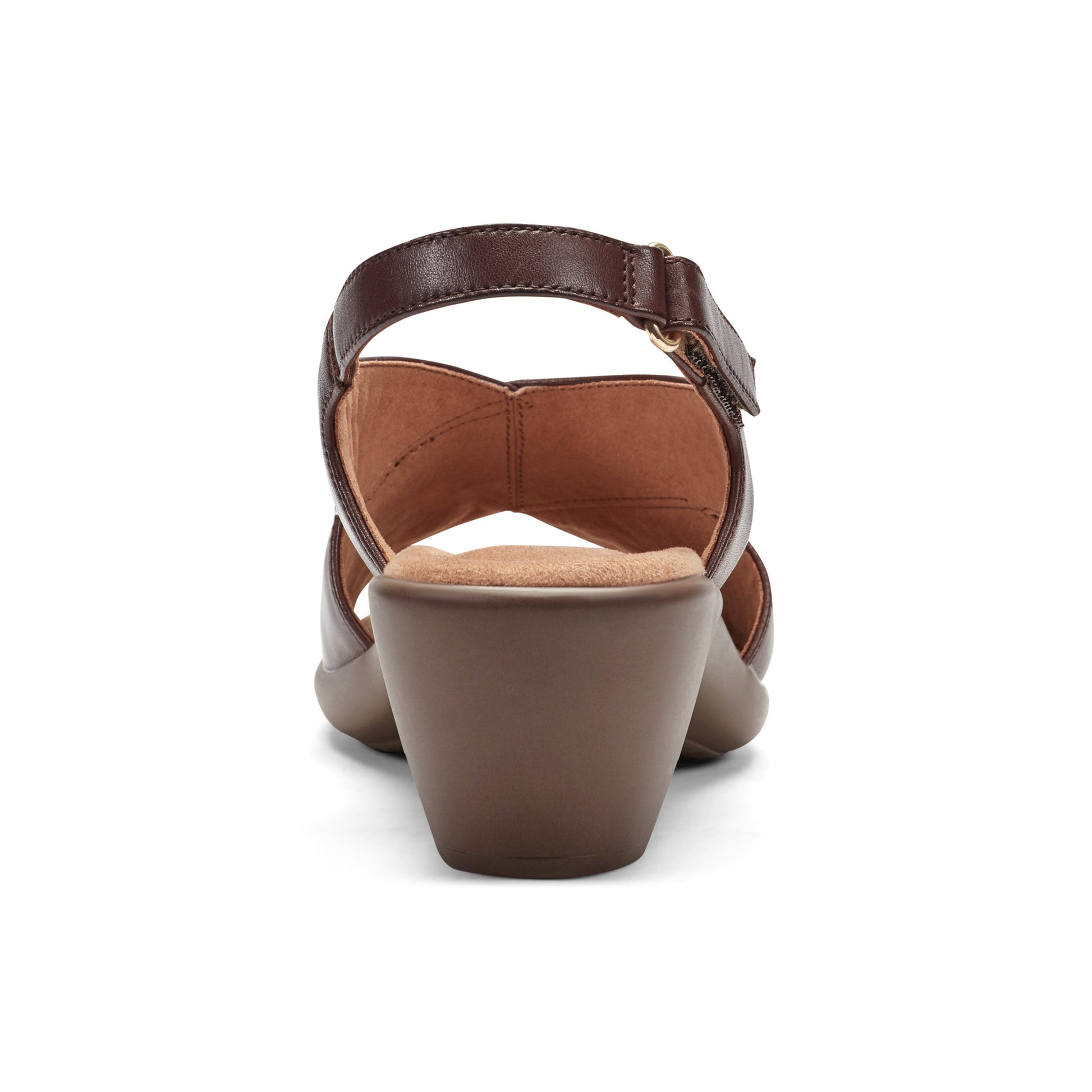 Easy Spirit Chantal Casual Heeled Sandals - Dark Brown Leather