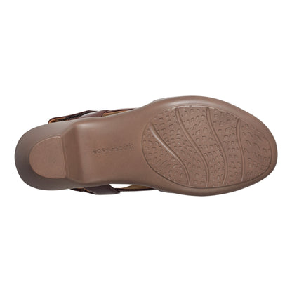 Easy Spirit Chantal Casual Heeled Sandals - Dark Brown Leather