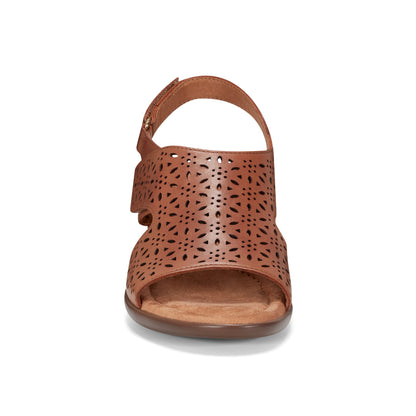 Easy Spirit Calix Heeled Sandals - Brown Leather