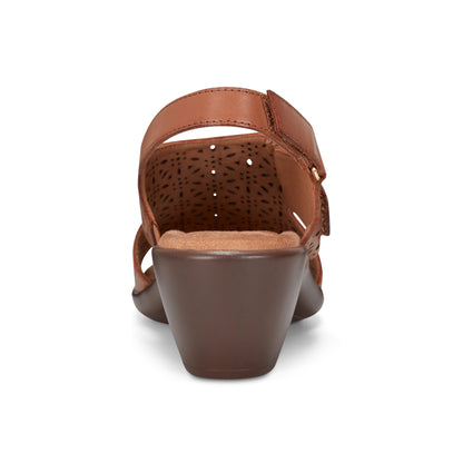 Easy Spirit Calix Heeled Sandals - Brown Leather