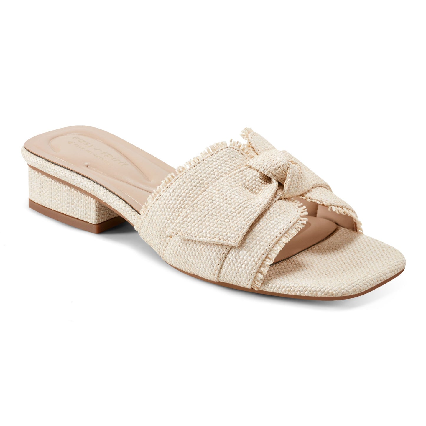 Easy Spirit Girly Bow Slide Sandals - Natural Raffia