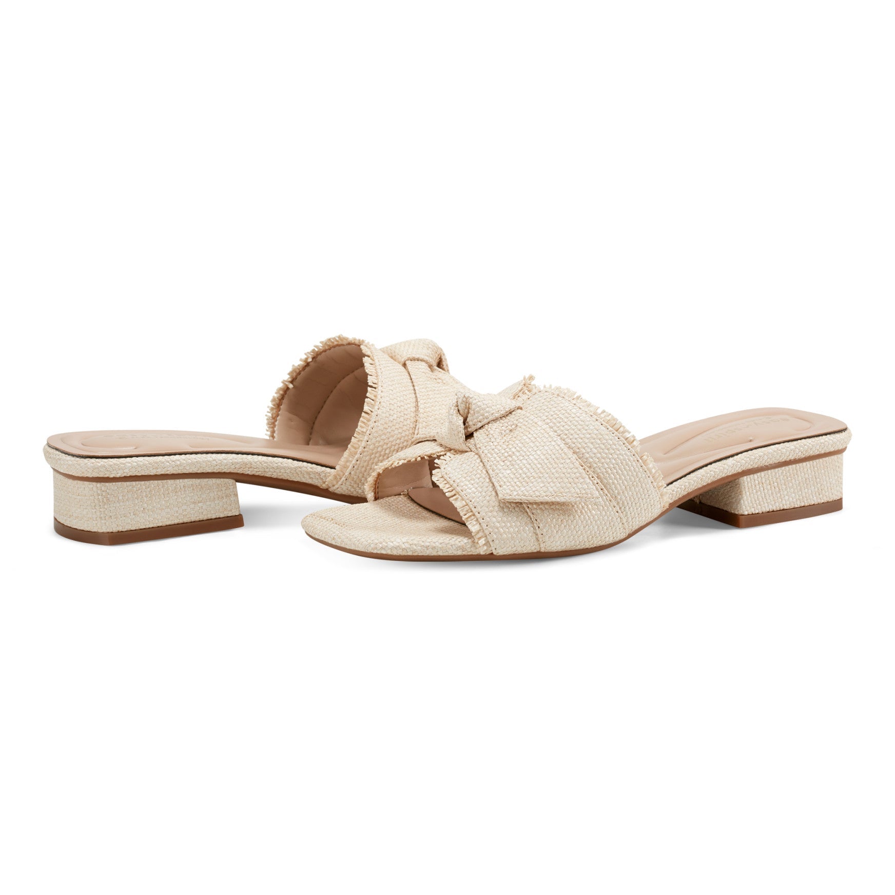 Easy Spirit Girly Bow Slide Sandals - Natural Raffia