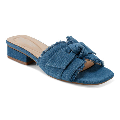 Easy Spirit Girly Bow Slide Sandals - Denim