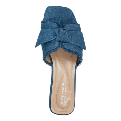 Easy Spirit Girly Bow Slide Sandals - Denim