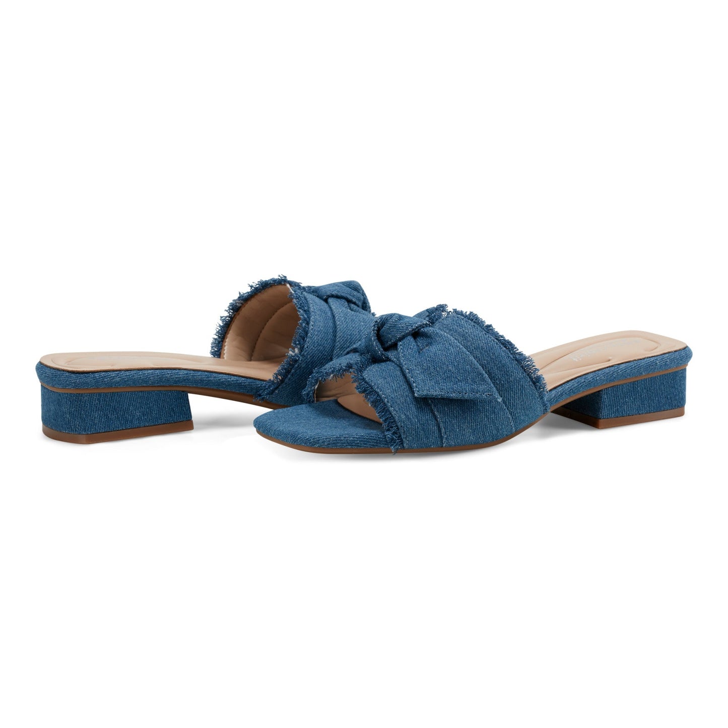 Easy Spirit Girly Bow Slide Sandals - Denim