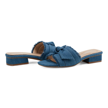 Easy Spirit Girly Bow Slide Sandals - Denim